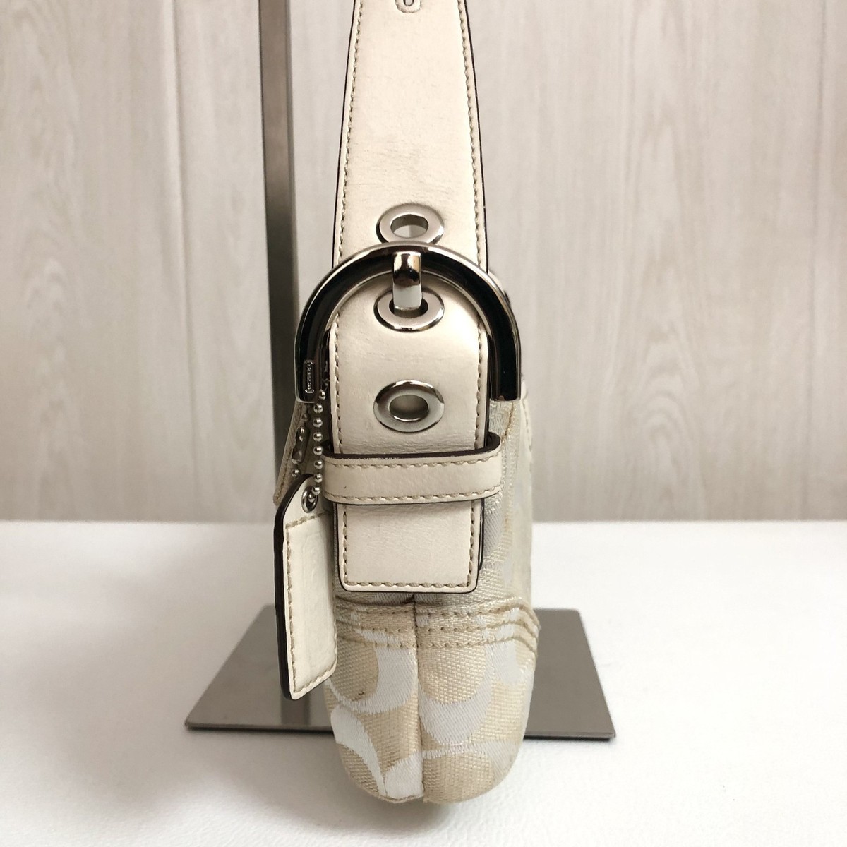 COACH 6280 Soho Shoulder Bag Hand Bag White Leather Canvas