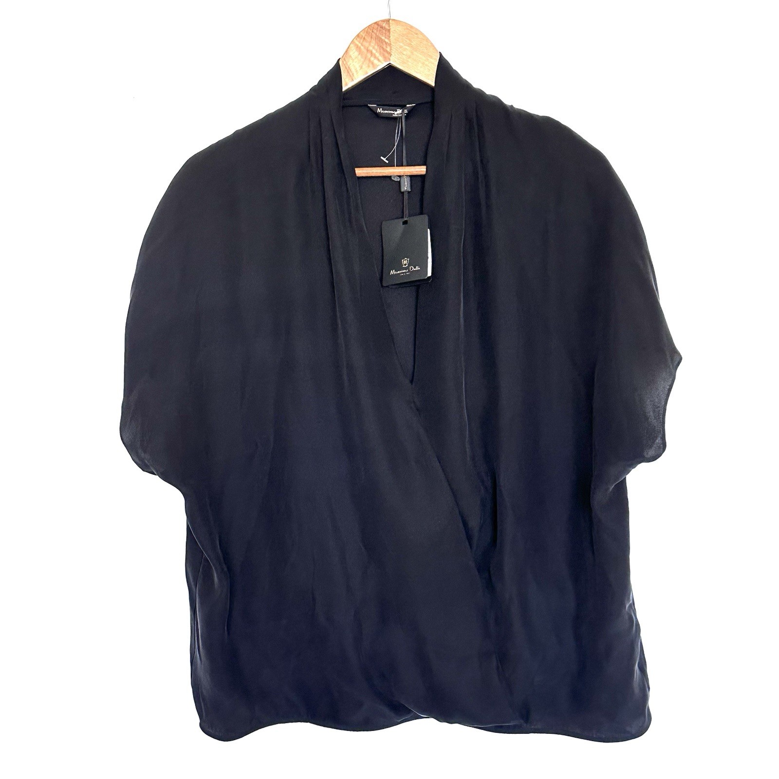 NWT Massimo Dutti Shirt Women’s Large Black Mulberry Silk Lightweight Blouse Top