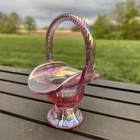 Fenton Pink Irridized Mini Basket