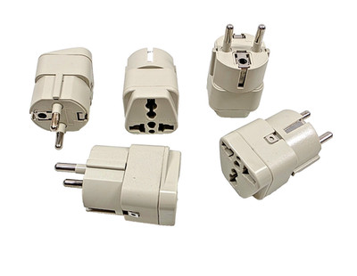 Lot of 5 Europlugs 0521-BG  CEE 7/7 European Schuko  to Universal Adapter Beige