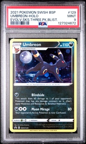 2021 POKEMON SWSH BLACK STAR PROMO #129 UMBREON-HOLO PSA 9