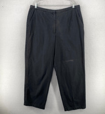 EILEEN FISHER Pants 1X Cotton Canvas Straight Leg High Waist Trouser Black USA