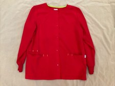 Scrubstar Scrub Jacket Medium Womens Red Ethical Fabric Long Sleeve Active Xmas