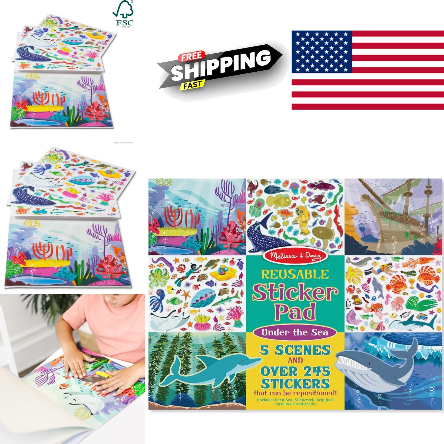 Pad With 245 Reusable Marine Animal Stickers