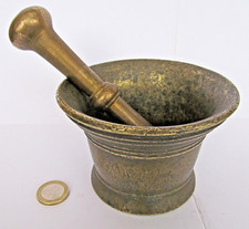 Antico MORTAIO e PESTELLO bronzo farmacia chimica  artigianato italiano anni '30