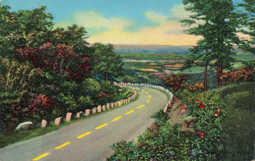 Highway 58 from Chattanooga TN up Lookout Mountain to Rock City PM 1954 Postcard - Picture 1 of 2