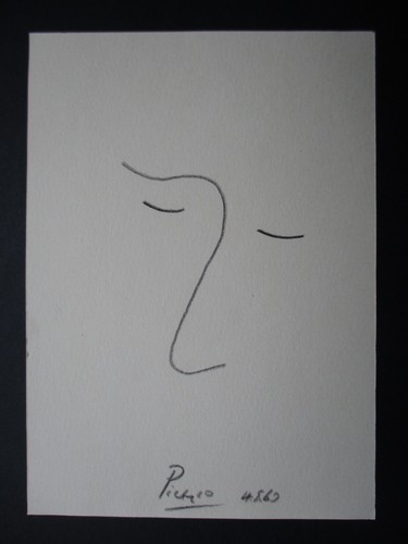 Original Buntstift Zeichnung signiert Picasso 4.5.60