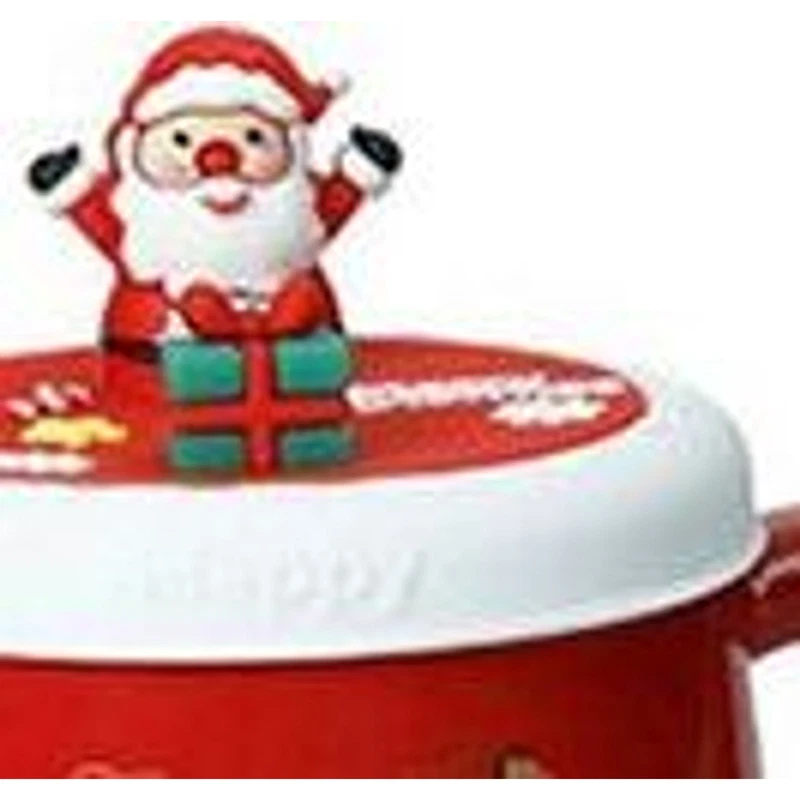 Mug Natale con Tappo Silicone e Magnete Albero BRANDANI Rossa 400 ml, fotografia 8 di 9