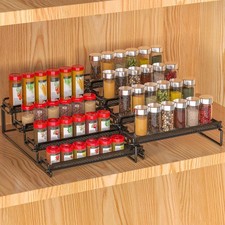 4 Tier Adjustable Spice Rack Organizer for Cabinet - Black 2 PCS S L Expand...