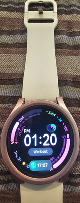 Samsung Galaxy Watch Active2 40mm Rose Gold Fitness Tracker Beige Silicone Band