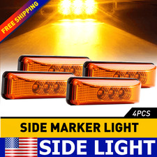 4x Amber Side Marker Lights Truck Trailer Light Clearance Waterproof Lamp