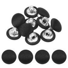 Cover Button Kits 10pcs - Fabric Button Maker Covered - Black - 0.4 IN 