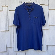 Ted Baker London Blue Button Up Short Sleeve Polo Shirt Mens Size 5/XL