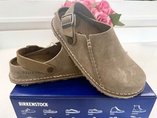 Birkenstock Lutry 365 Suede Clogs Gray Taupe. Ladies 6