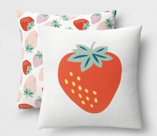 Room Essentials 2pk Strawberry Printed Throw Pillow 16x16 Inch