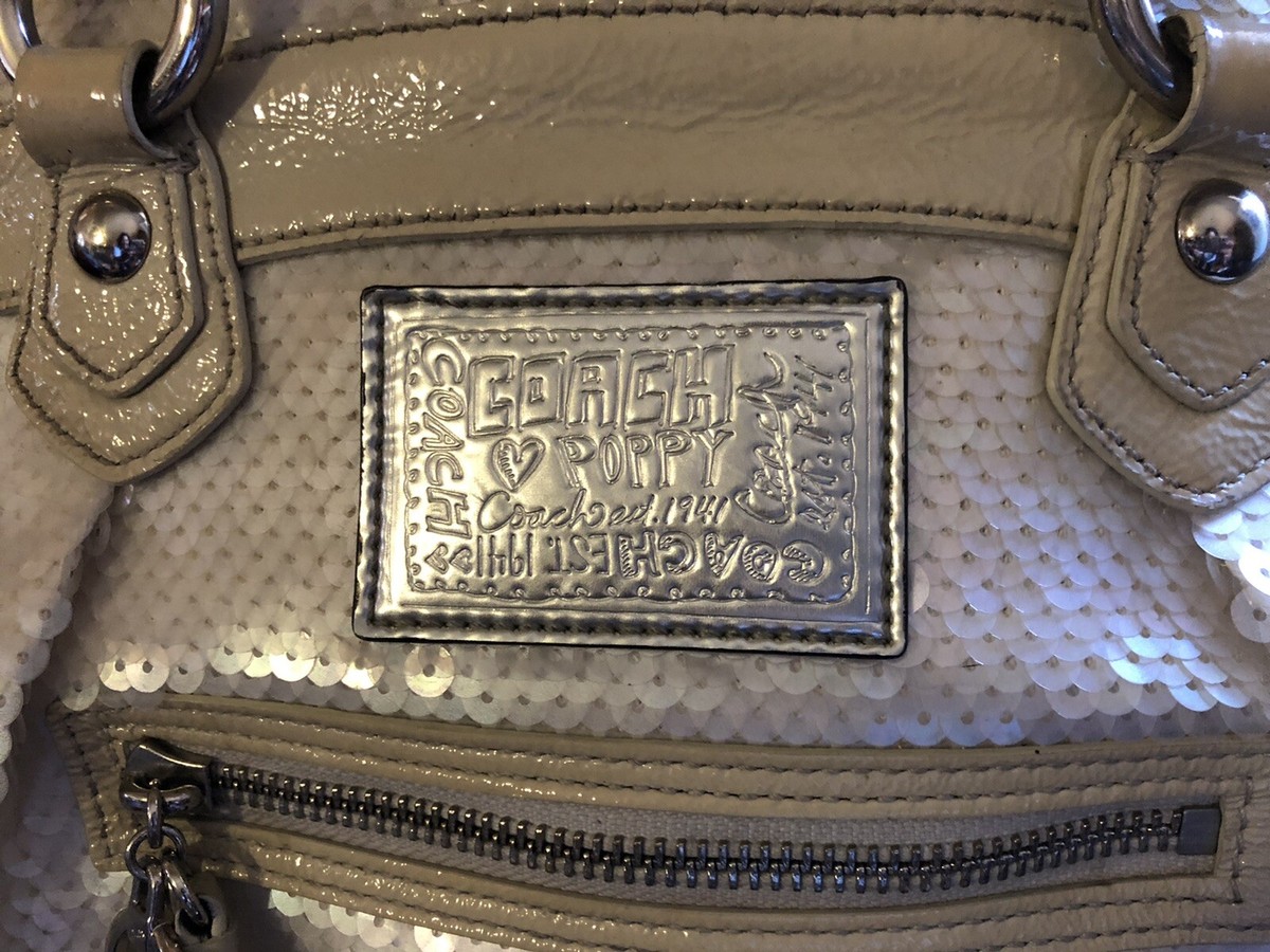 Coach Poppy Spotlight Sequins Bag Opal Pearl White Purse Ltd