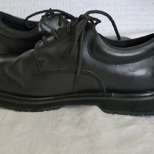 Men's Work Shoes Dr. Scholl's Sz 8 1/2 W Leather Paul Black Slip Oil Resistant - Picture 4 of 15