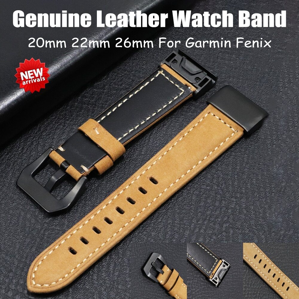 Leather Watch Band For Garmin Fenix 6X Pro 5X Plus 3HR 7X EPIX Gen  Strap