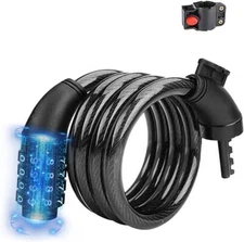 4FT Cable Bike Lock 4 Digit Resettable Combination Codes w/Mount Bracket