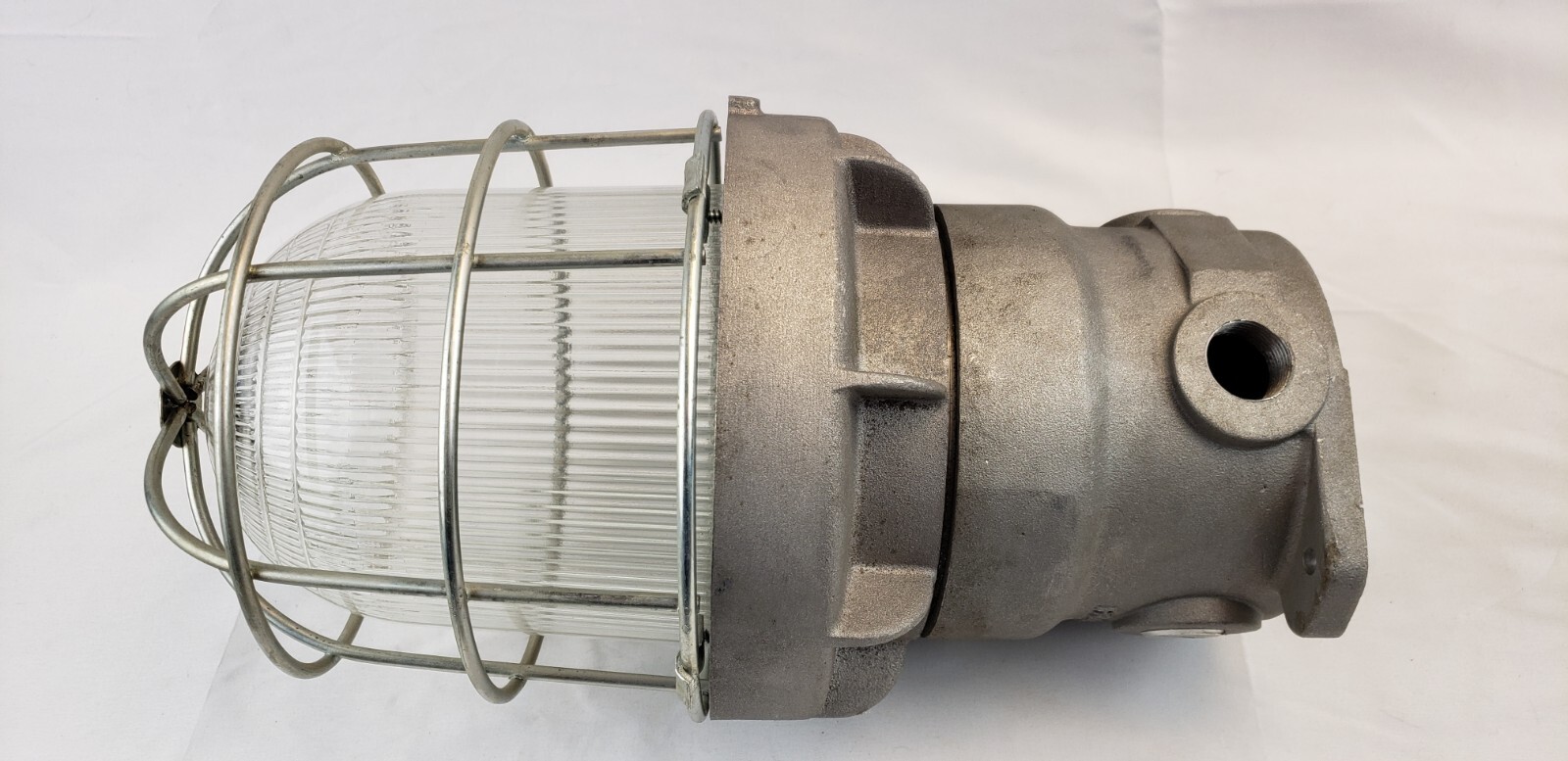 Vintage Industrial Russell & Stoll Explosion Proof Caged Light Fixture Maritime