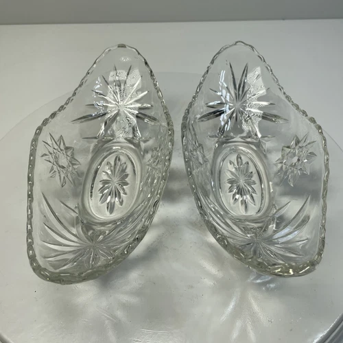 VINTAGE STAR OF DAVID  ANCHOR HOCKING BANANA SPLIT GONDOLA DISHES, SET OF 2