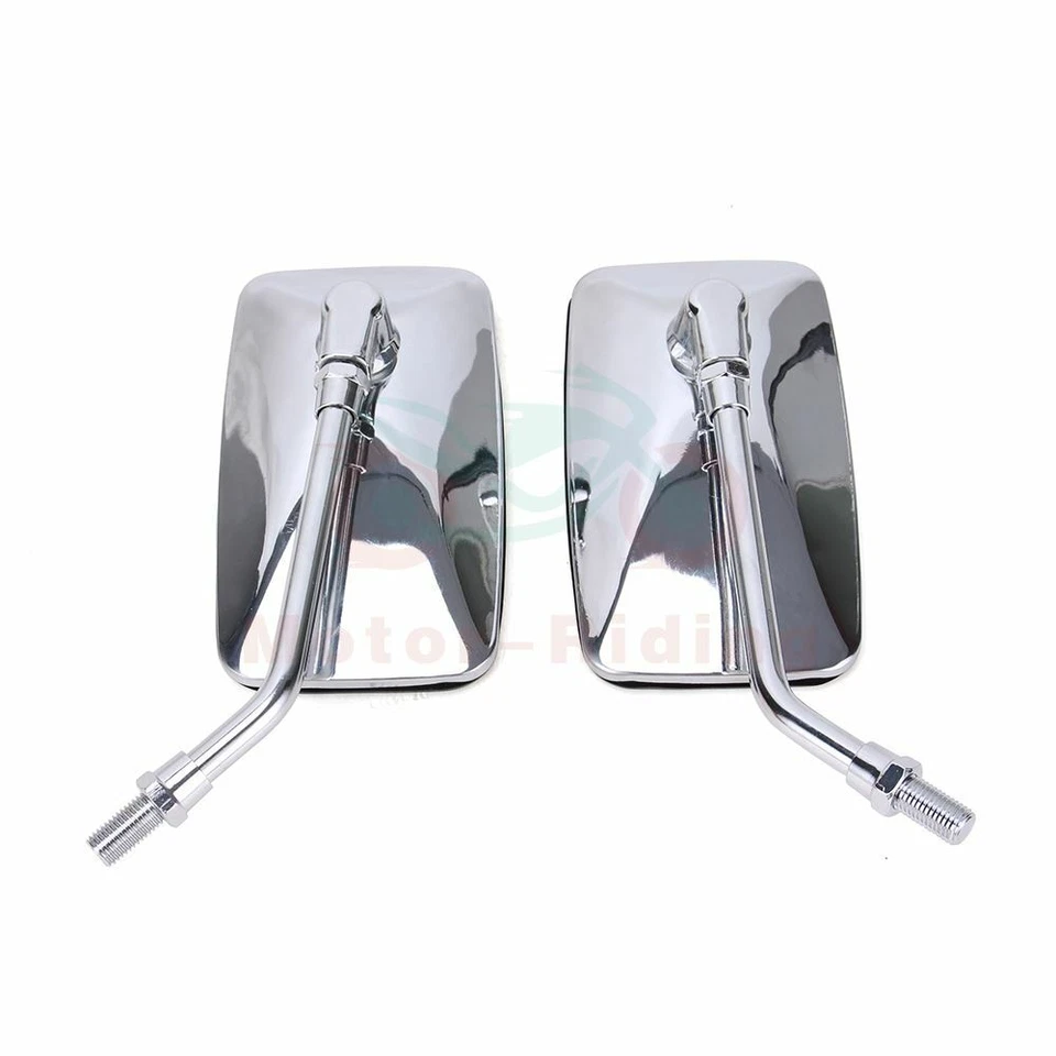 Espejos retrovisores cuadrados cromados de 10 mm para motocicleta vástago largo para Honda Suzuki Foto 4 de 4