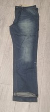 Mens Straight Leg Adjustable Length Mid Blue Jeans 34R