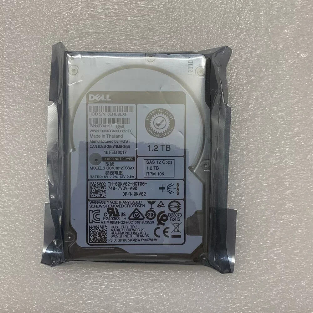 Dell Enterprise 1.2TB 10K 12Gbps SAS 2.5in Hard Drive - 0KV02 00KV02 HUC101812CSS200 1 thumbnail image