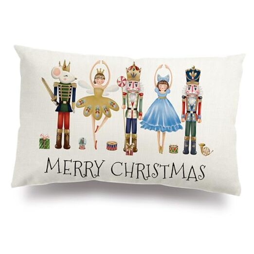 12x20 Inch White Merry Christmas Nutcracker Decorative Pillow Covers-image
