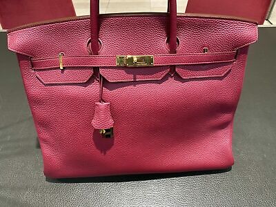 Birkin 40 Vegan Leather Handbag Organizer in Fuchsia Color