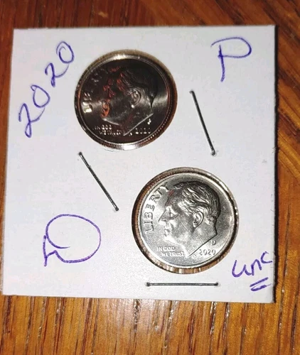2020 P&D Roosevelt Dime (2), IN STOCK NOW - BU, from Bank Rolls, Nice Coins, Unc