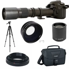 HD TELESCOPE TELEPHOTO ZOOM LENS 500-1000MM + FISHEYE LENS + CASE FOR CANON EOS 
