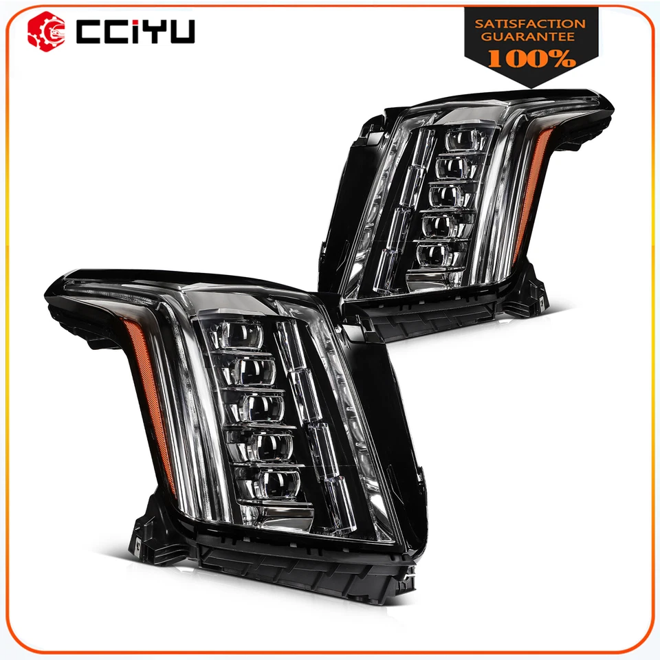 Pair Full LED DRL Headlights Assembly For 2015-2020 Cadillac Escalade ESV Foto 2 de 4