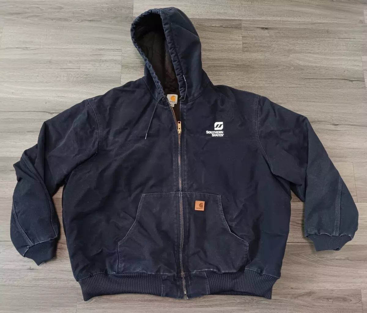 Carhartt Men s Navy Blue Bankston Sandstone Quilted Fleece Full Zip Jacket 3XL eBay