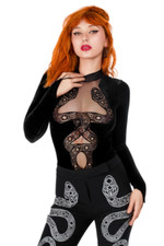 Restyle Gothic Bodysuit Cathedral Snake Netz Samt Body Kathedrale Schlange