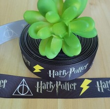 7/8" 1 YD Harry Potter Grosgrain Ribbon Deathly Hallows and Scar Lanyard
