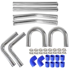 2.5" Universal Aluminum Turbo Intercooler Elbow Pipe Kit + Silicone Hose + Clamp
