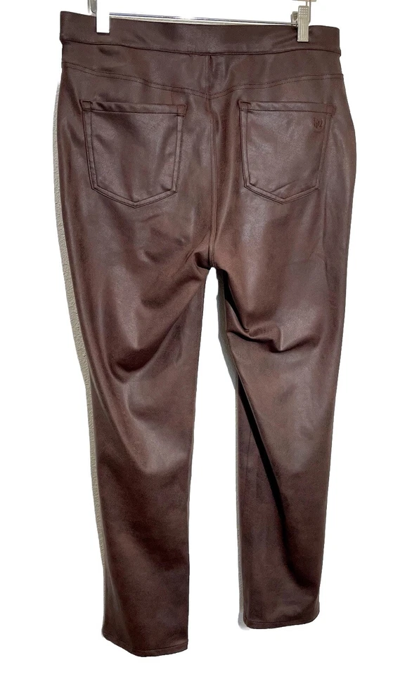 DG2 by Diane Gilman High-Rise Coated Knit Bootcut Lean Jean Brown Size Large - Image 3 of 4