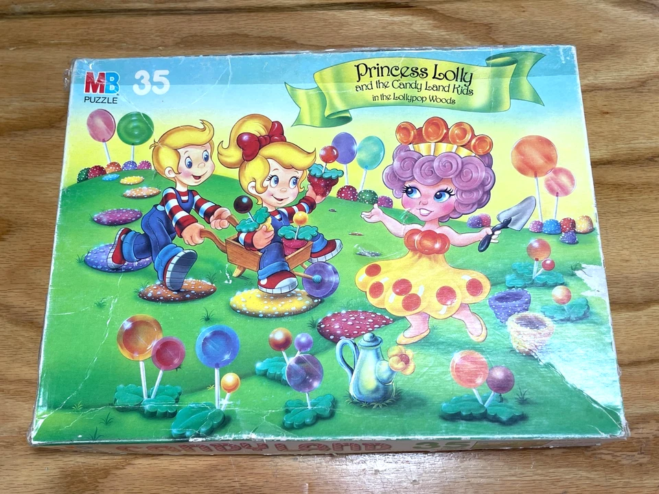 De colección Milton Bradley 35 piezas Juego Puzzle Candy Land Theme 1985 Edades 2-6; 22" x 17" Foto 2 de 4