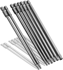 Mesee 8Pcs Long Torx Screwdriver Bit Set, 1/4 Inch Hex Shank T8-T40 Security S2