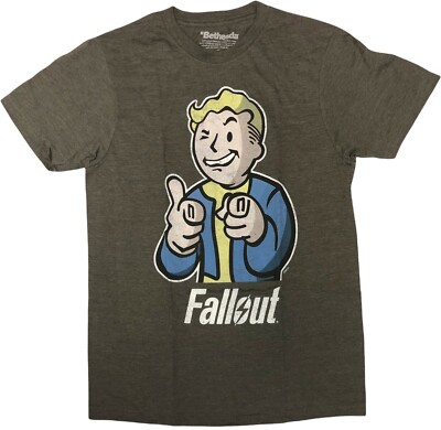 Fallout Bethesda Graphic Men's Tee T-Shirt Gray MEDIUM