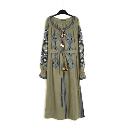 Vita Kin Linen Dress Standard Size SD Khaki Black Linen Ethnic Dress Size M  L | eBay