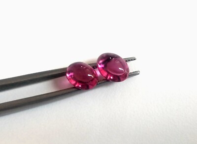 Rubellite Tourmaline matched Pair 8x6mm Cabochons Natural Unheated gemstones set