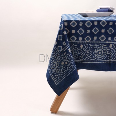 ATOSII Jade 100% Cotton Rectangle Summer Tablecloth, Block Print Flo-573230
