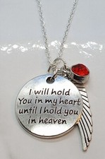 "I will hold you in my heart..." Memorial Necklace Sympathy Gift Funeral Gift