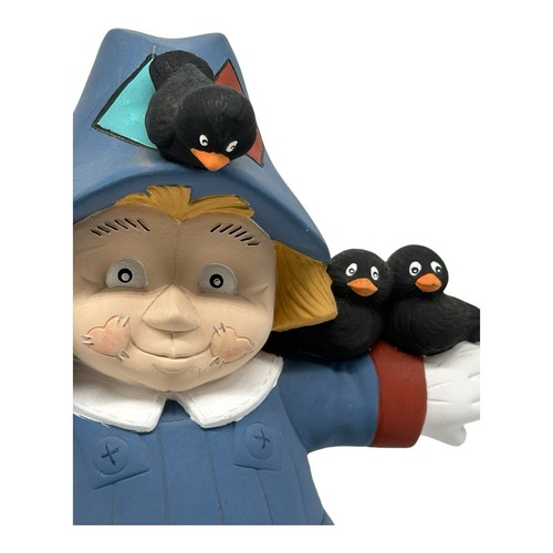 Vintage Hand Painted Ceramic Halloween Scarecrow & Crows Candy Jar Bowl With Lid - Picture 6 of 14