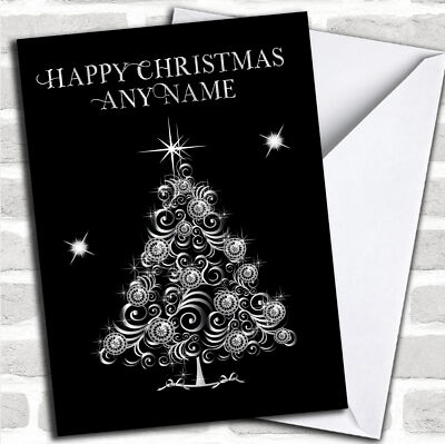 Silber Twinkly Tree Weihnachten personalisierte Karte
