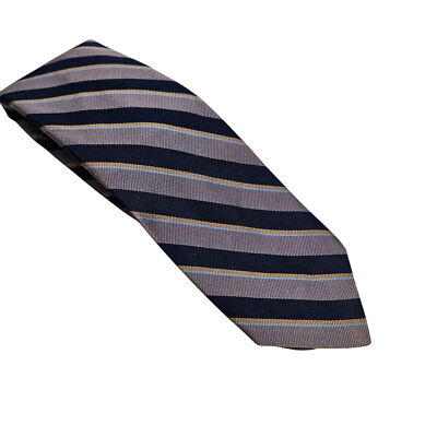 Robert Talbott Handmade Silk Striped Tie Mark Shale Black Gray Tan Basic Career