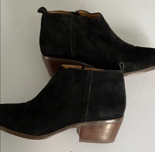 J Crew black suede Ankle boots stack 