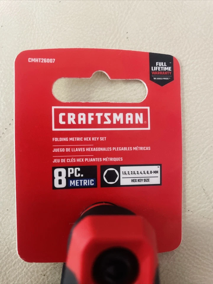 Craftsman Hex Key Set Folding Metric 1.5-8mm Lifetime Warranty 8 Tools New - Image 3 of 3